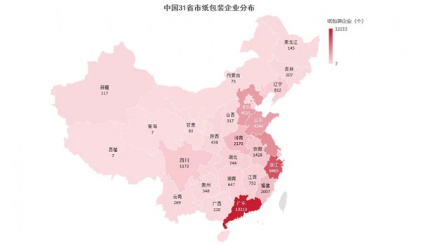 独家丨全国纸包装企业分布